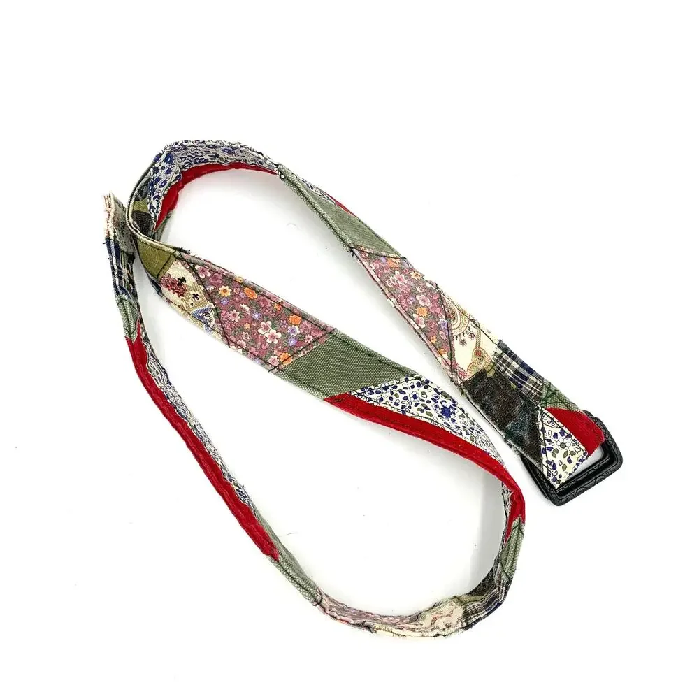 Patchwork Fabric Belt Rustic Bee Embroidery Whimsical